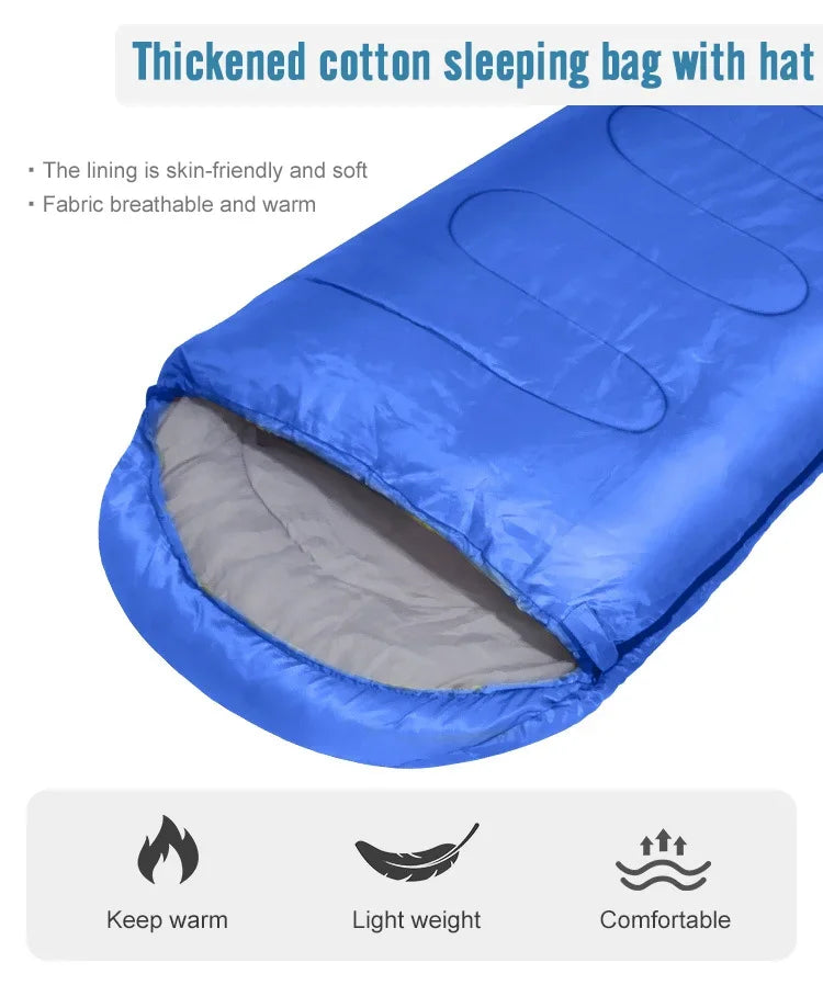 PACOONE Camping Sleeping Bag Lightweight 4 Season Warm Envelope Backpacking Outdoor Cotton Winter Sleeping Bag