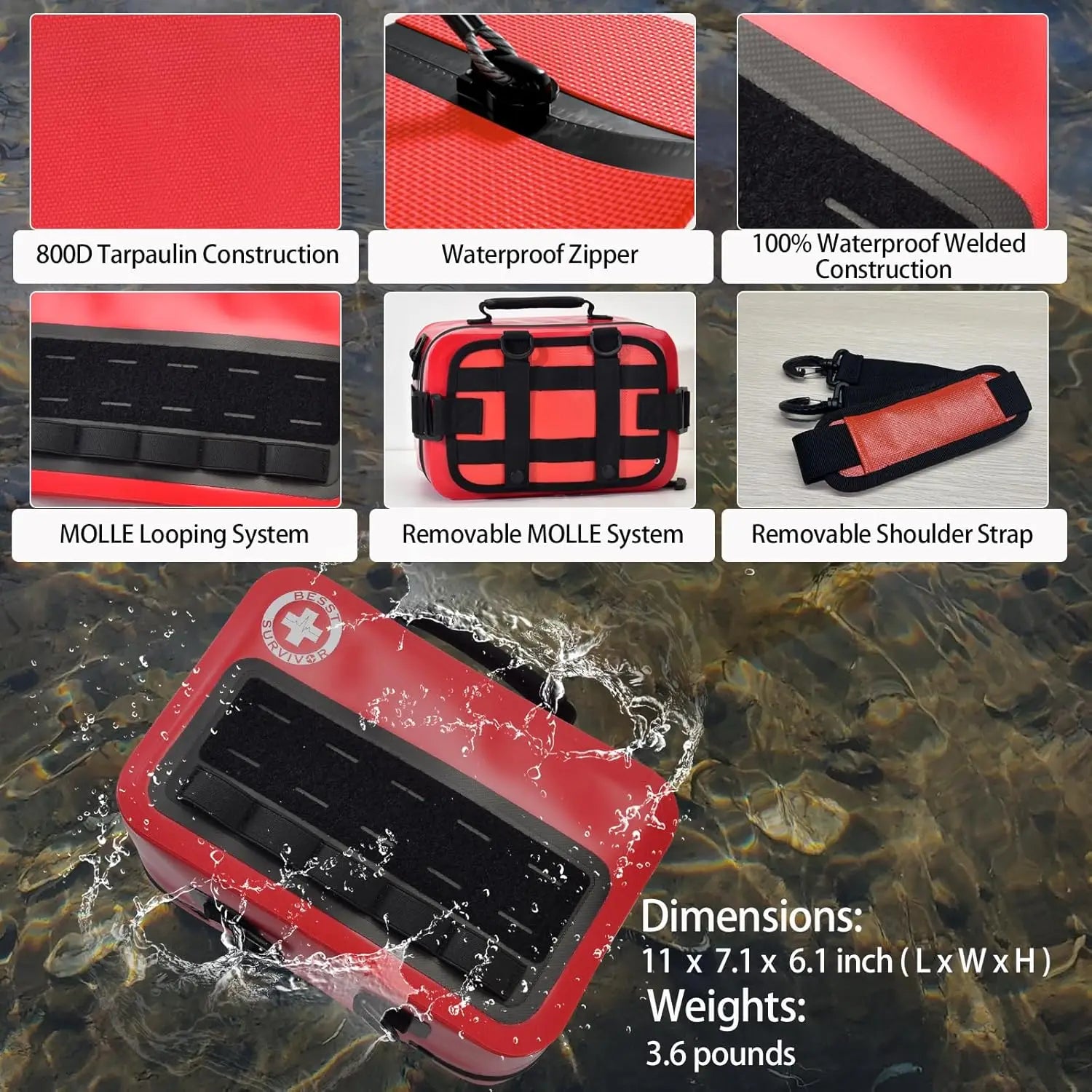 348-Piece Waterproof First Aid Kit for Marine, Boating, Camping, Car & Home Emergency with Labeled Compartments