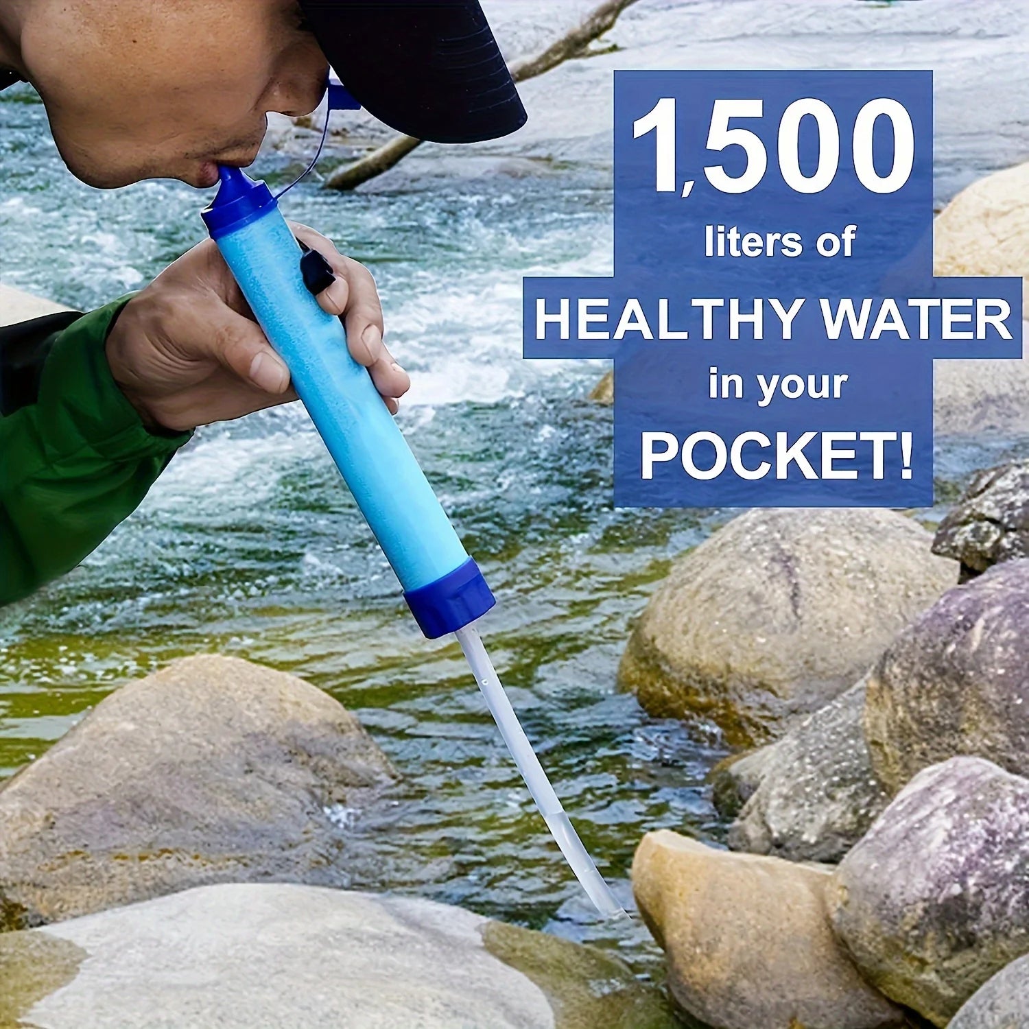 1pcs Portable 4-Stage Water Purifier Straw - Removes 99.9999% Impurities - Ideal for Outdoor Adventures, Filters up to 1,500L