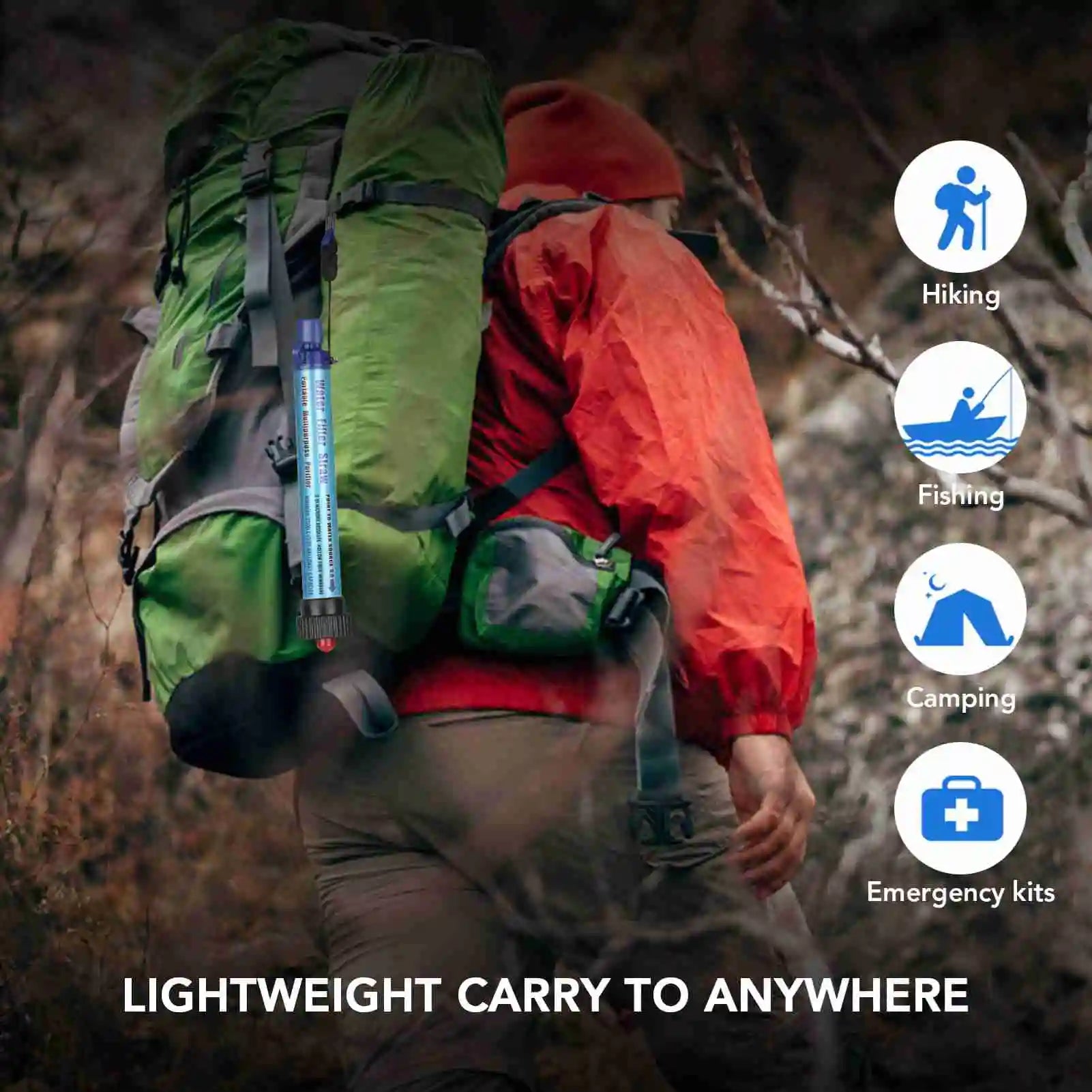 Outdoor Water Filter Straw Mini Portable Ultrafiltration Membrane Design Emergency Water Purifier Straw for Camping Fishing