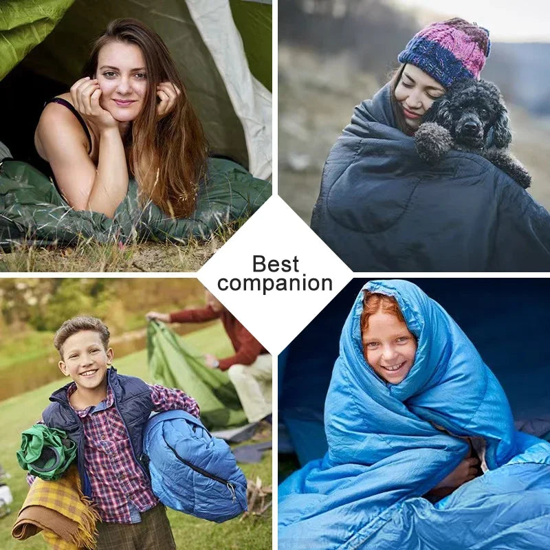 PACOONE Camping Sleeping Bag Lightweight 4 Season Warm Envelope Backpacking Outdoor Cotton Winter Sleeping Bag