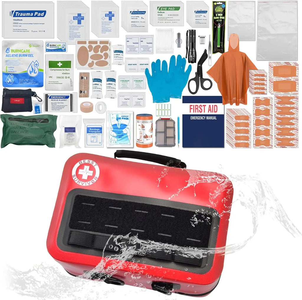 348-Piece Waterproof First Aid Kit for Marine, Boating, Camping, Car & Home Emergency with Labeled Compartments