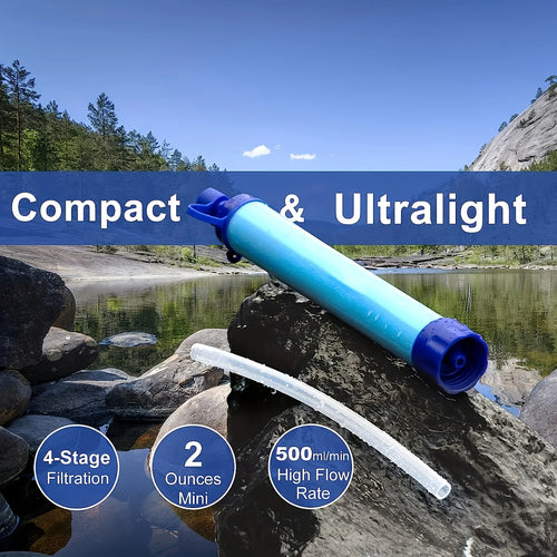 1pcs Portable 4-Stage Water Purifier Straw - Removes 99.9999% Impurities - Ideal for Outdoor Adventures, Filters up to 1,500L