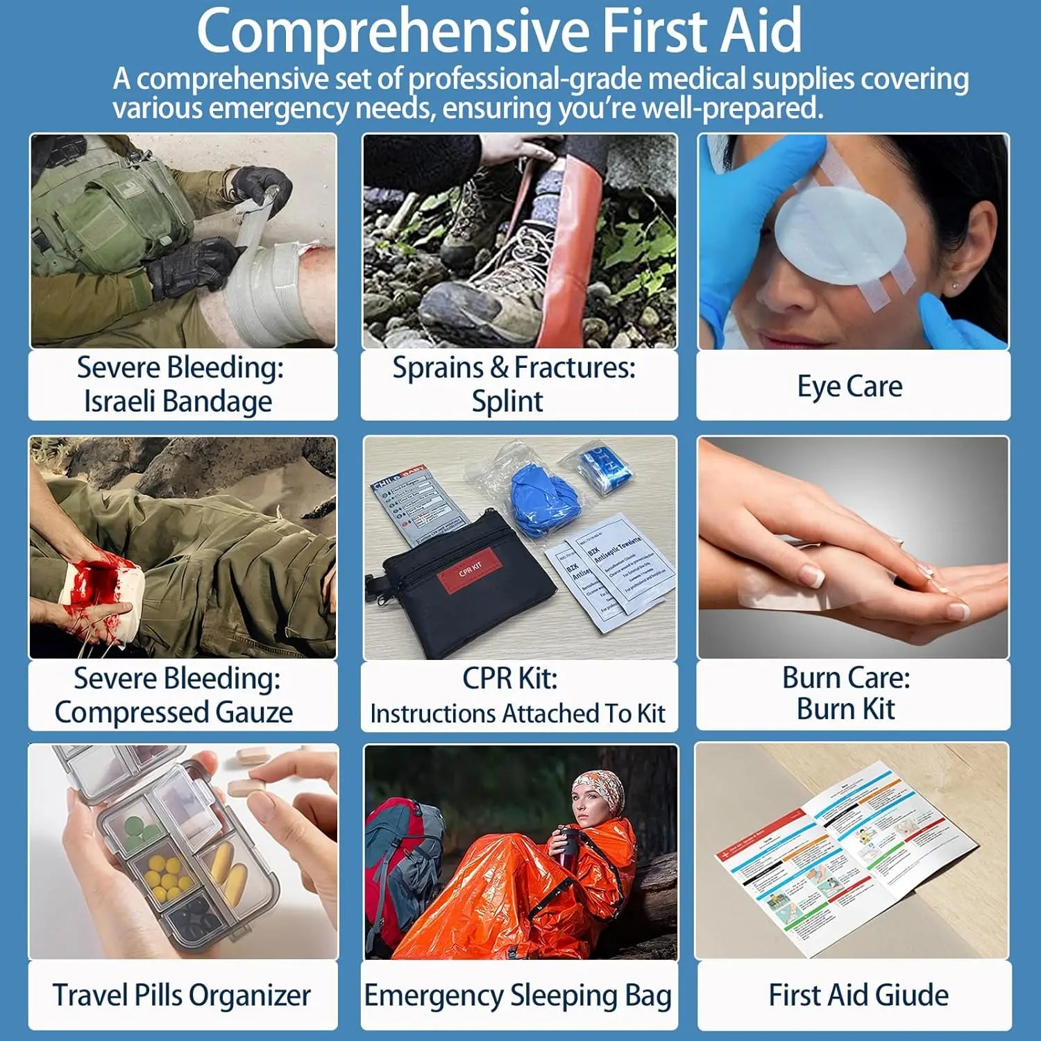 348-Piece Waterproof First Aid Kit for Marine, Boating, Camping, Car & Home Emergency with Labeled Compartments